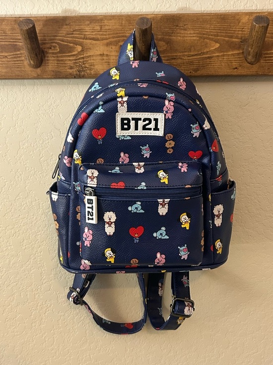 bt21 Other - BT21 Girls Mini Backpack Navy Blue Character Print Faux Leather